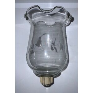 Vintage Homco Clear Floral Etched Peg Candle Holder Scalloped Edge 5.5"